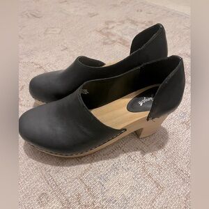 Free People black leather clog size 37 (US 7)